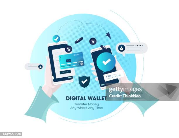 flachegestaltung des online-transferkonzepts. - cyberwallet stock-grafiken, -clipart, -cartoons und -symbole