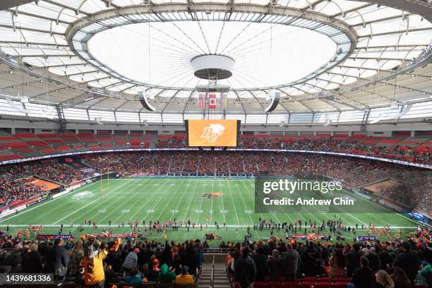 General view of atmosphere at the CFL Western Semi-Final game between BC Lions and Calgary Stampeders at BC Place on November 06, 2022 in Vancouver,...