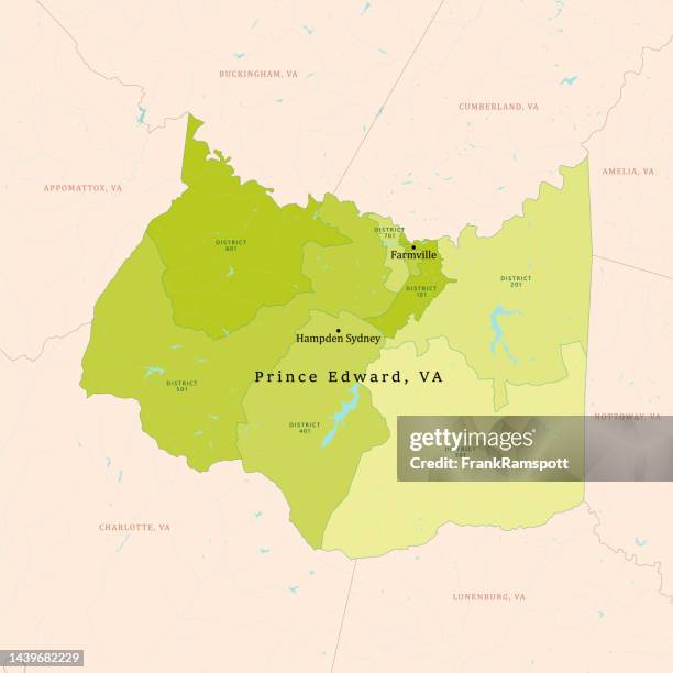 va prince edward county vector map green - prince edward county stock illustrations