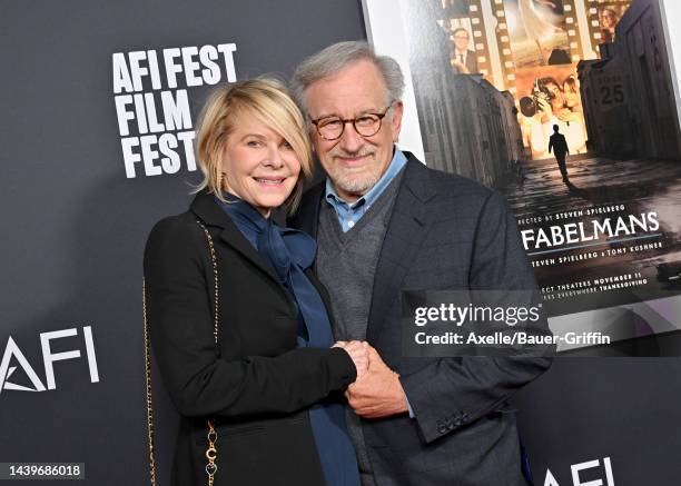 Kate Capshaw and Steven Spielberg attend the 2022 AFI Fest - "The Fabelmans" Closing Night Gala Premiere at TCL Chinese Theatre on November 06, 2022...