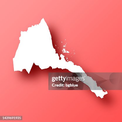 Eritrea map on Red background with shadow Eritrea map on Red background with shadow