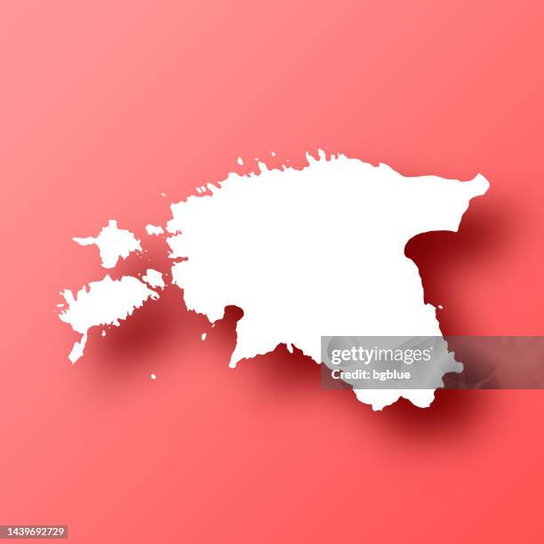 estonia map on red background with shadow - estonia map stock illustrations
