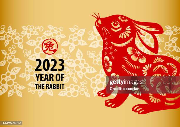 ilustraciones, imágenes clip art, dibujos animados e iconos de stock de conejo del año nuevo chino - chinese new year