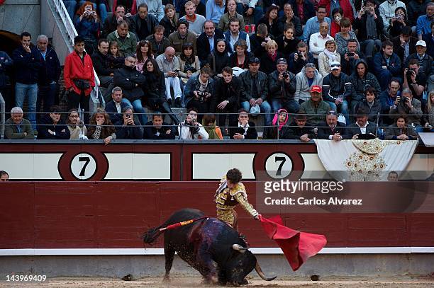 Spanish bullfighter Eduardo Gallo performs at "Las Ventas" bullring on May 6, 2012 in Madrid, Spain.