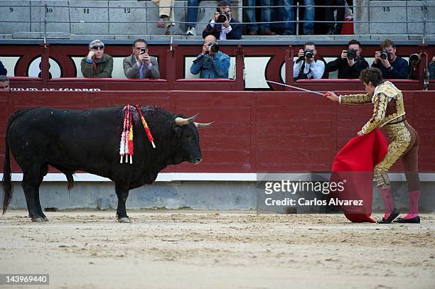 Spanish bullfighter Eduardo Gallo performs at "Las Ventas" bullring on May 6, 2012 in Madrid, Spain.