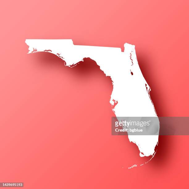 florida map on red background with shadow - florida outline stock illustrations