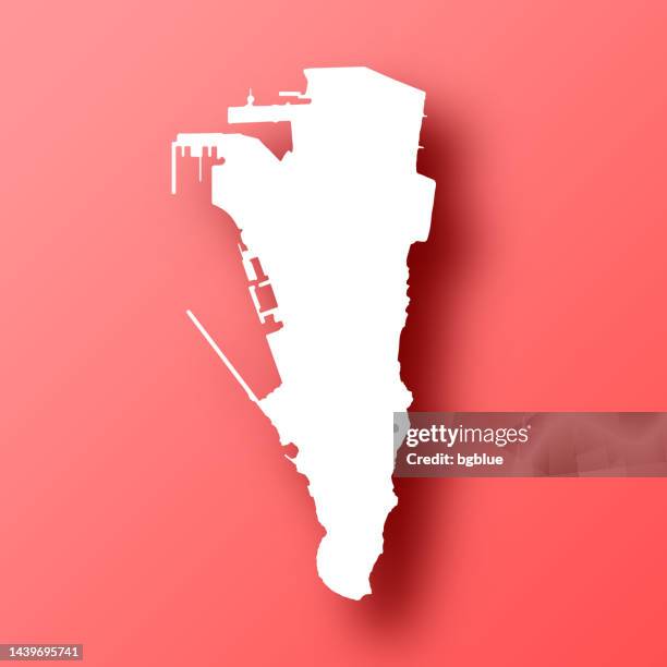 gibraltar map on red background with shadow - gibraltar stock illustrations