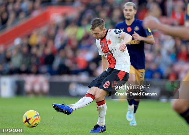 James Ward-Prowse of Southampton passes the ball during the Premier League match between Southampton FC and Newcastle United at Friends Provident St....
