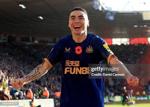 Miguel Almiron of United celebrates his goal during the Premier League match between Southampton FC and Newcastle United at Friends Provident St....