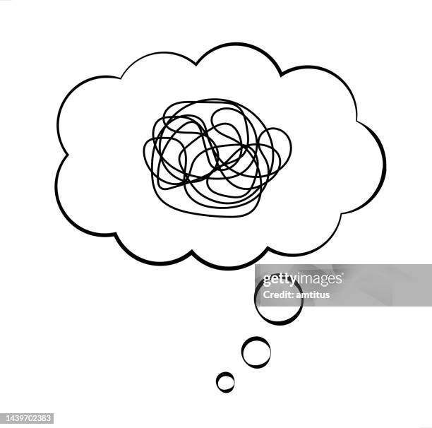 scribble thought - thought bubble drawing stock illustrations
