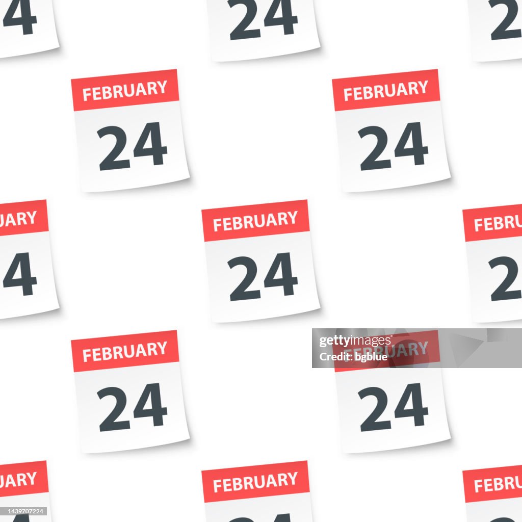 February Calander Pattern February 24 Daily Calendar Seamless Pattern High-Res Vector Graphic ...