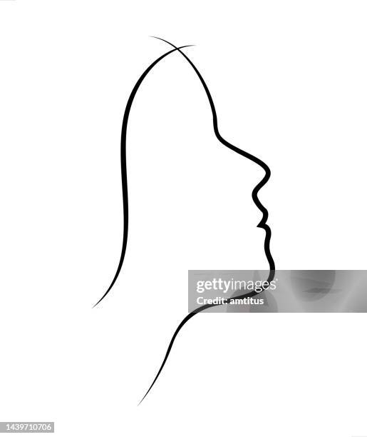 bildbanksillustrationer, clip art samt tecknat material och ikoner med girl face - profil sedd från sidan
