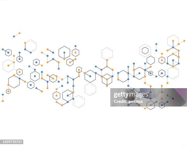 ilustraciones, imágenes clip art, dibujos animados e iconos de stock de estructuras moleculares - nanotecnología