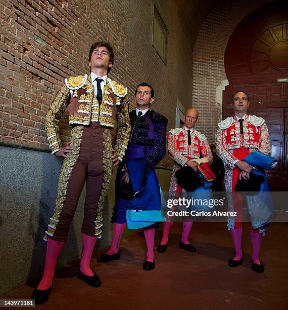 Spanish bullfighter Eduardo Gallo and his assistants before bullfight at "Las Ventas" bullring on May 6, 2012 in Madrid, Spain.