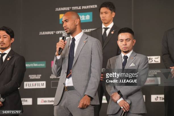 Of Shimizu S-Pulse makes the speech during the 2022 J.League Awards on November 07, 2022 in Tokyo, Japan.