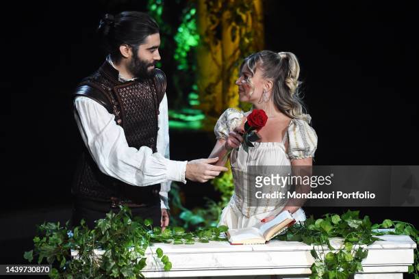 Italian chef Lorenzo Biagiarelli and Ukrainian dancer Anastasia Kuzmina during the fifth episode of the program Ballando con le stelle all'auditorium...