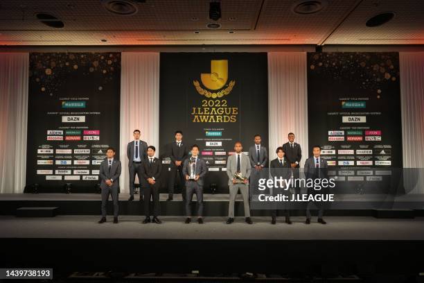 League Best Eleven Players pose for photographs after the 2022 J.League Awards on November 07, 2022 in Tokyo, Japan.