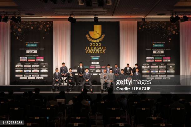 League Best Eleven Players are interviewed after the 2022 J.League Awards on November 07, 2022 in Tokyo, Japan.