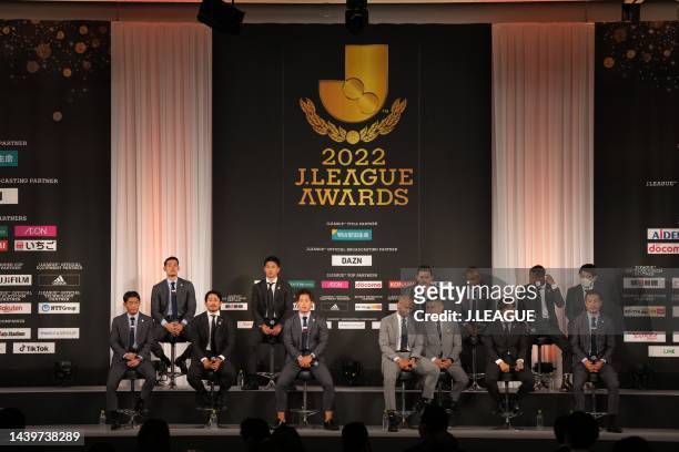 League Best Eleven Players are interviewed after the 2022 J.League Awards on November 07, 2022 in Tokyo, Japan.