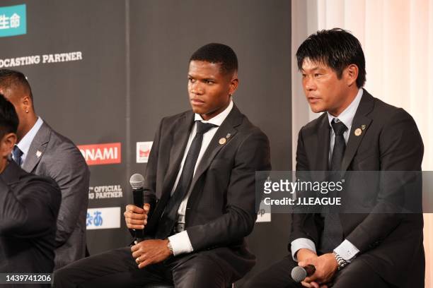Of Kawasaki Frontale is interviewed after the 2022 J.League Awards on November 07, 2022 in Tokyo, Japan.