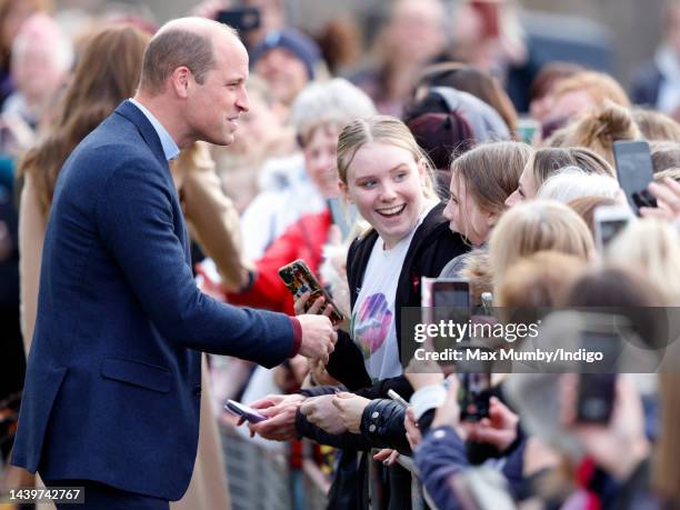 Prince William, Prince of Wales meets members of the public whilst visiting 'The Street' community hub during an official visit to Scarborough on...