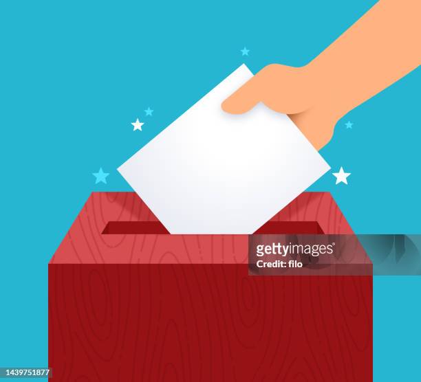stockillustraties, clipart, cartoons en iconen met voting election ballot box - stembiljet