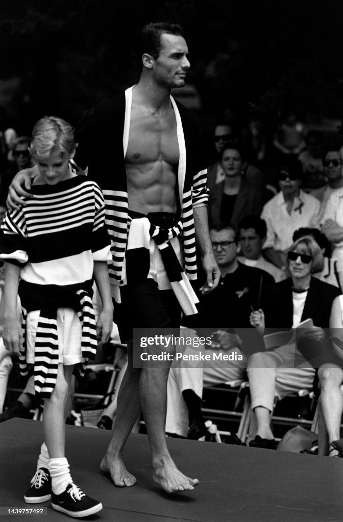 Models in Perry Ellis men's boys looks for spring 1993. Event took ...