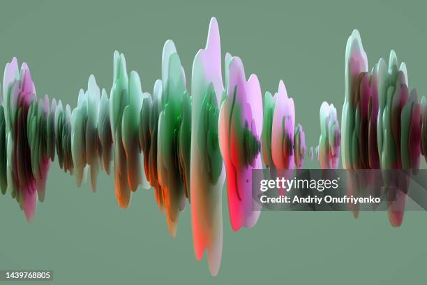 abstract multicoloured curved impulse - speech recognition stockfoto's en -beelden