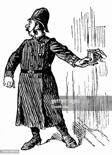 policeman holding his mug of beer - cartoon drinking stock illustrations