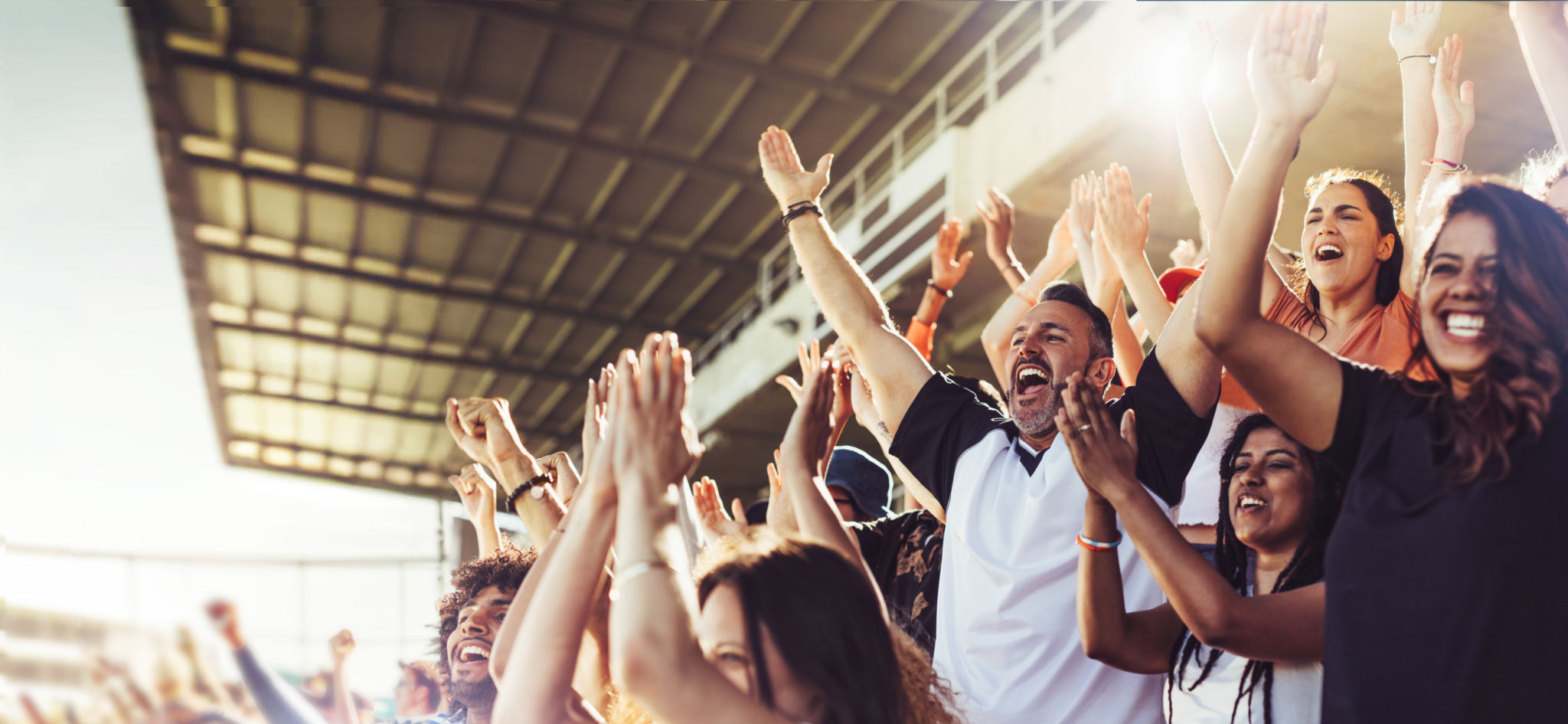 sports fans cheering