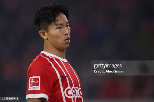 Woo-Yeong Jeong of Freiburg reacts during the Bundesliga match between Sport-Club Freiburg and 1. FC Köln at Europa-Park Stadion on November 06, 2022...