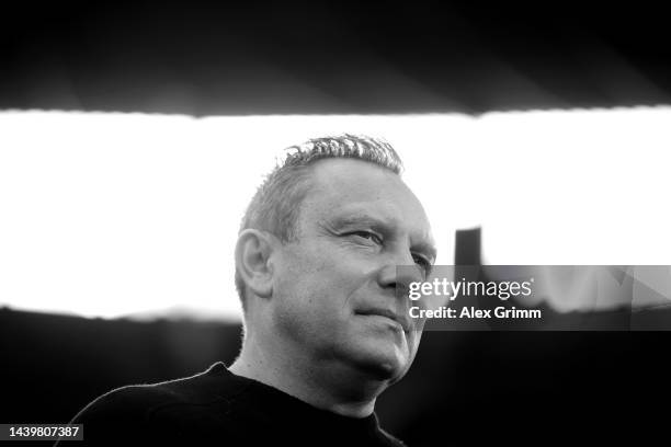 Head coach Andre Breitenreiter of Hoffenheim looks on prior to the Bundesliga match between TSG Hoffenheim and RB Leipzig at PreZero-Arena on...