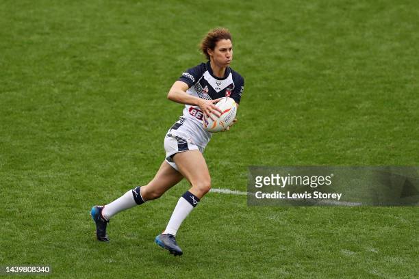Courtney Winfield-Hill of England runs with the ball during Women's Rugby League World Cup Group A match between England Women and Canada Women at DW...
