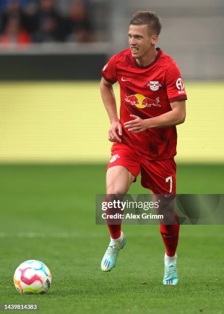 Dani Olmo of RB Leipzig controls the ball during the Bundesliga match between TSG Hoffenheim and RB Leipzig at PreZero-Arena on November 05, 2022 in...