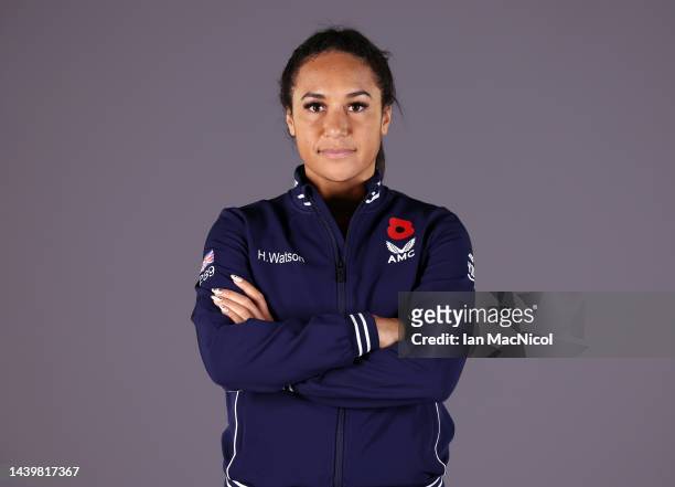 Heather Watson of Great Britain is seen during a portrait session prior to the Billie Jean Cup at Emirates Arena on November 07, 2022 in Glasgow,...