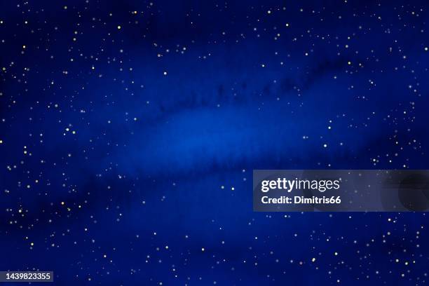 ilustrações de stock, clip art, desenhos animados e ícones de magical night background with glittering bokeh lights. - fundo azul