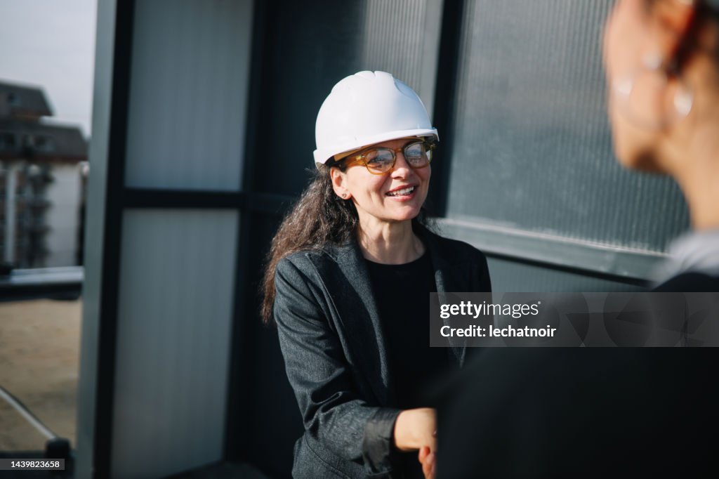 Female team leader at the construction site