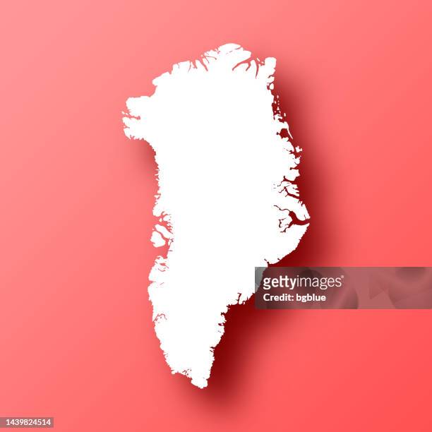 greenland map on red background with shadow - nuuk greenland stock illustrations
