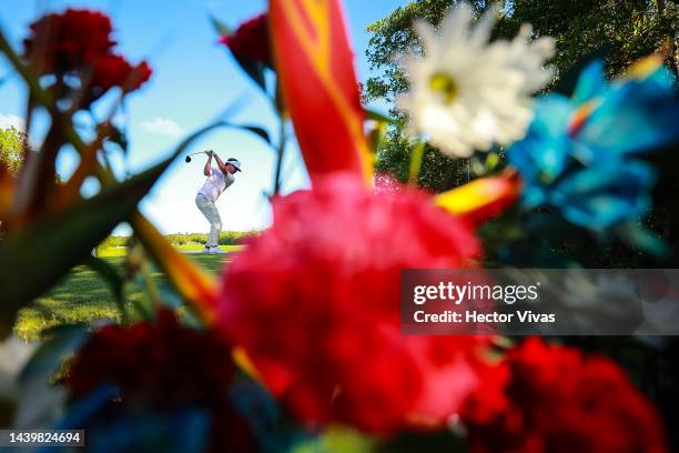 Keith Mitchell of United States plays his shot from the 14th tee during the second round of the World Wide Technology Championship at Club de Golf El...