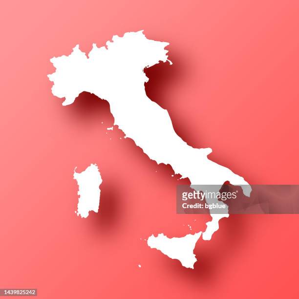 italy map on red background with shadow - map of rome italy stock illustrations