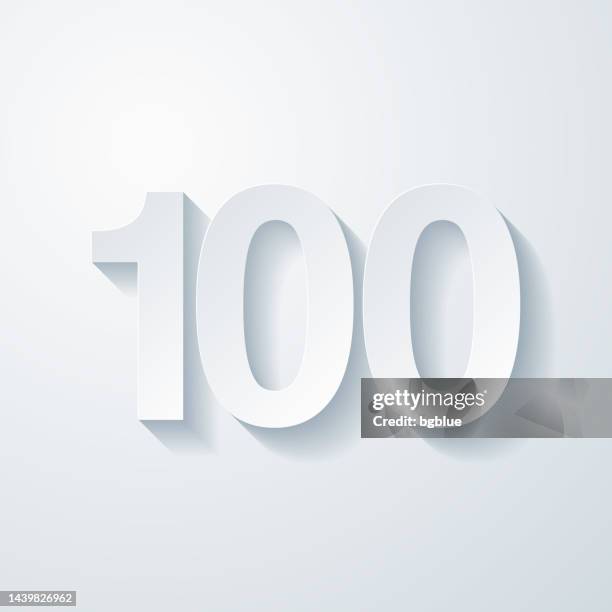 100 - one hundred. icon with paper cut effect on blank background - 100 thousand stock illustrations