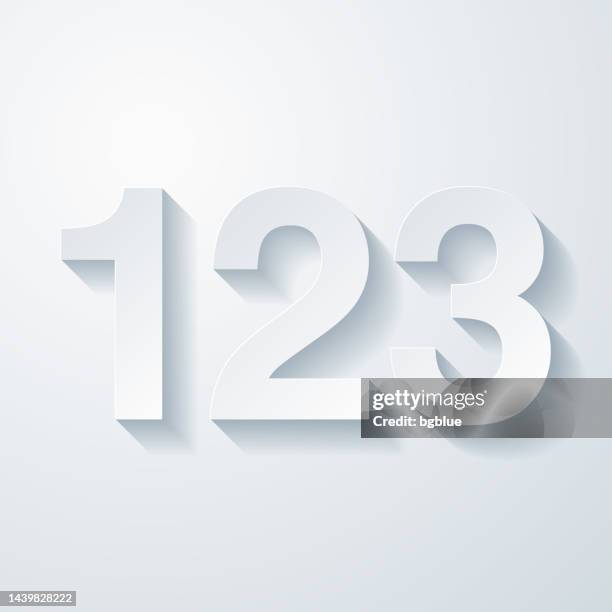 ilustrações de stock, clip art, desenhos animados e ícones de 123 - numbers one two three. icon with paper cut effect on blank background - número 2