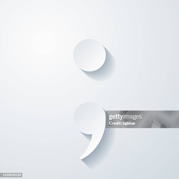 semicolon symbol. icon with paper cut effect on blank background - comma stock illustrations