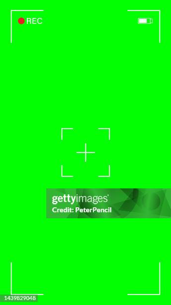 smartphone video camera frame viewfinder overlay on green chromakey background. vector template. vertical - vertical stabilizer stock illustrations