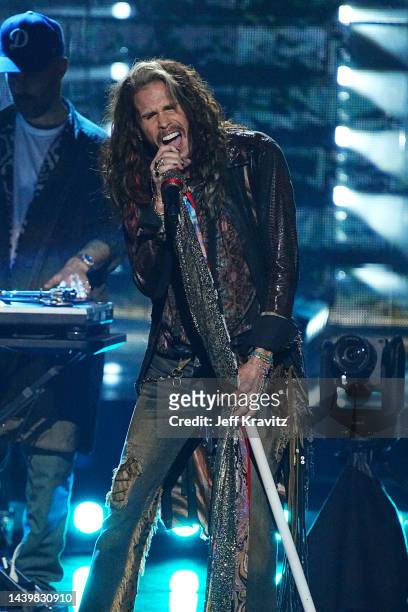Steven Tyler performs on stage during the 37th Annual Rock & Roll Hall Of Fame Induction Ceremony at Microsoft Theater on November 05, 2022 in Los...
