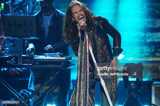 Steven Tyler performs on stage during the 37th Annual Rock & Roll Hall Of Fame Induction Ceremony at Microsoft Theater on November 05, 2022 in Los...