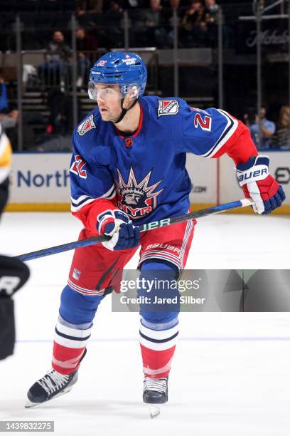 Ryan Carpenter of the New York Rangers skates against the Boston Bruins at Madison Square Garden on November 3, 2022 in New York City.