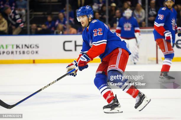 Ryan Carpenter of the New York Rangers skates against the Boston Bruins at Madison Square Garden on November 3, 2022 in New York City.