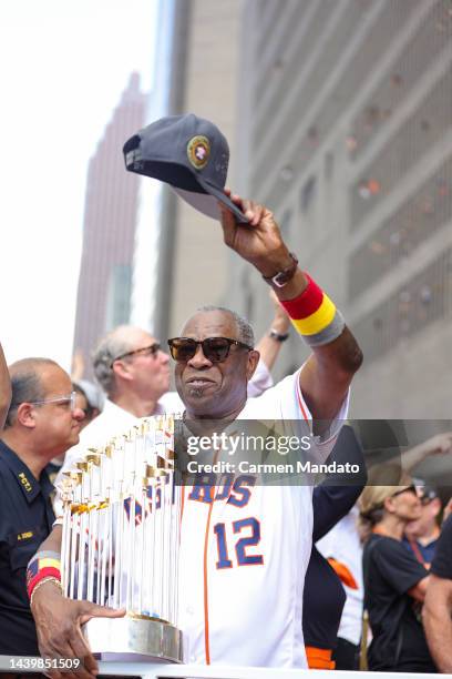 Manger Dusty Baker Jr. #12 of the Houston Astros participates in the World Series Parade on November 07, 2022 in Houston, Texas.