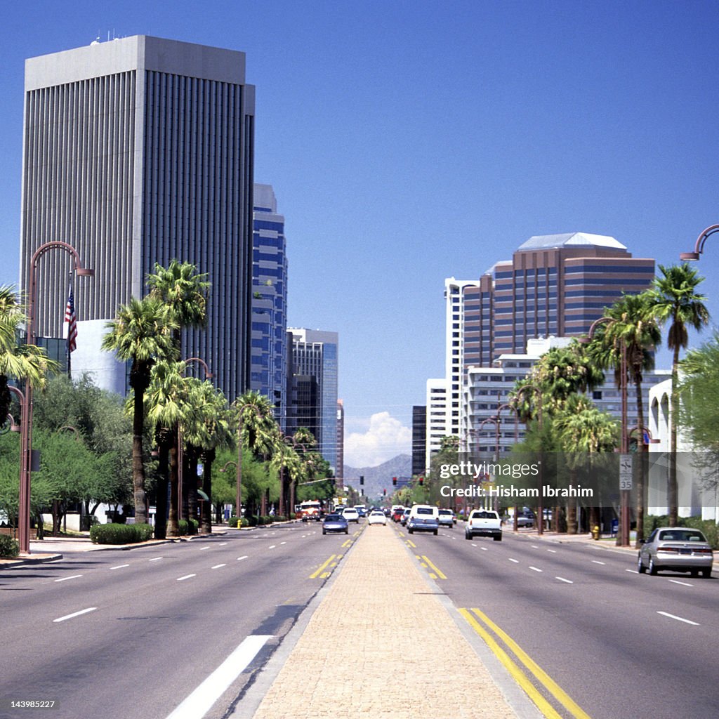 Street in downtown district, Phoenix, Arizona, USA